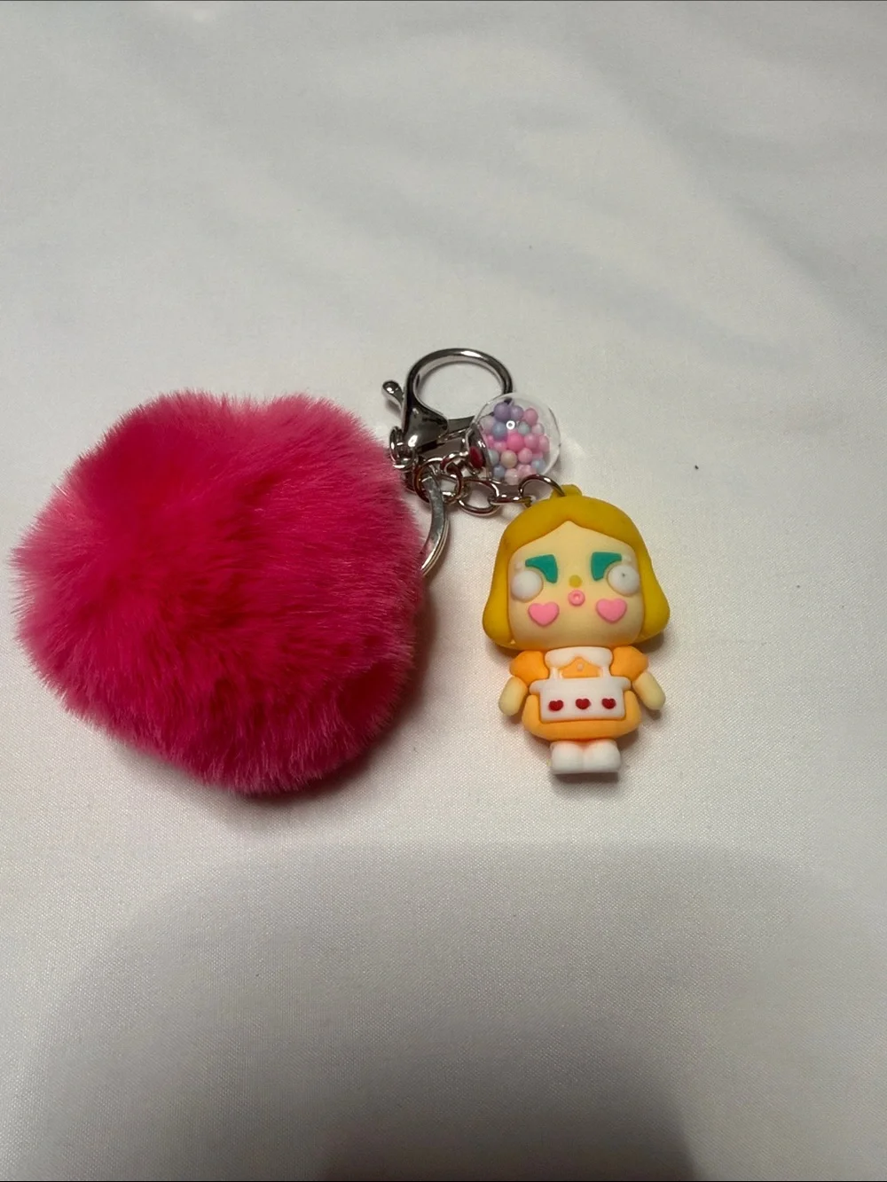 Hello Kitty Pink Pom Keychain with Character Charm